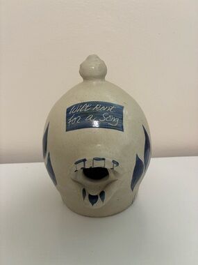 Vintage Williamsburg Pottery Birdhouse " Will Rent For A Song" Handmade Hanging